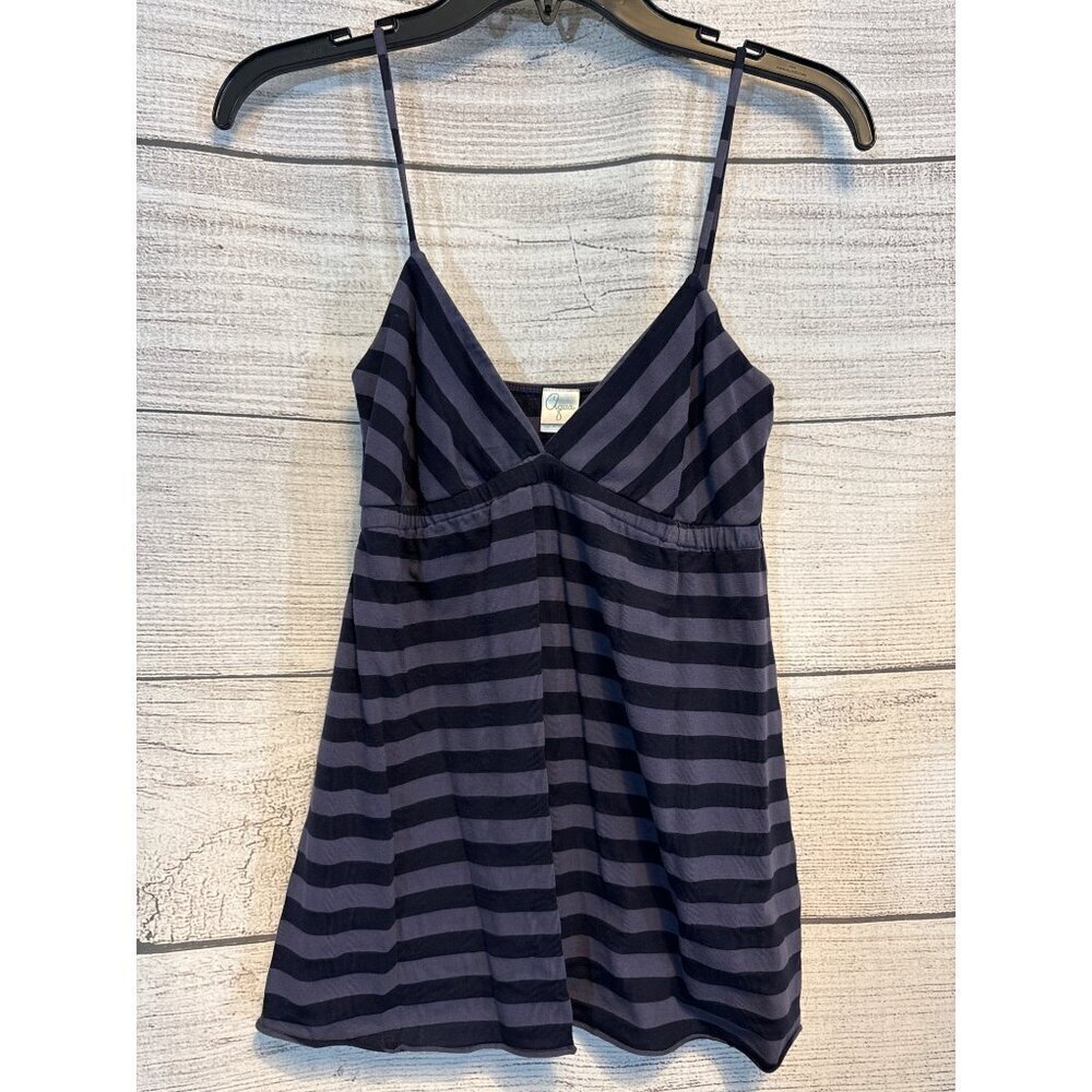 Aqua Striped Spaghetti Strap Tank Top Small